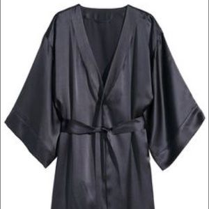 Long Black Satin Robe